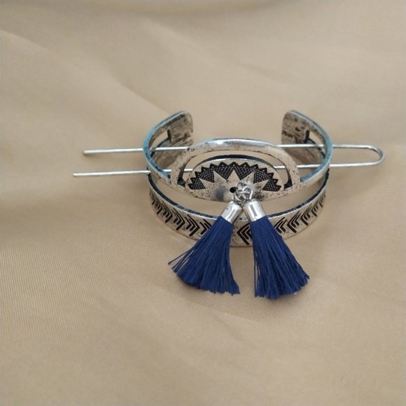 Boho Tassels Hair Pins Hair Clip Bun Cage - Picture 3 of 8